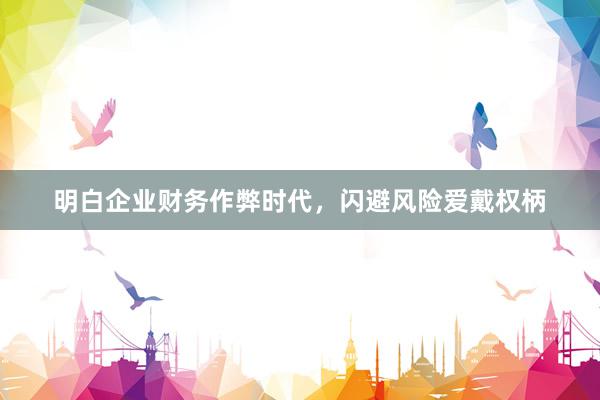 明白企业财务作弊时代，闪避风险爱戴权柄